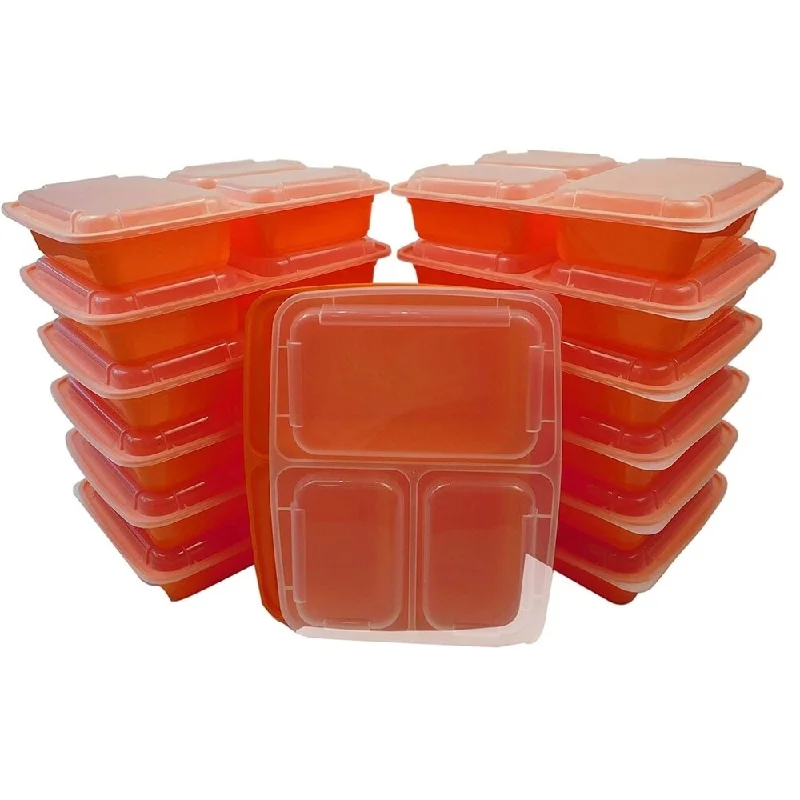 Table To Go 240-Pack Bento Lunch Boxes with Lids (3 Compartment/ 36 oz) (Orange)