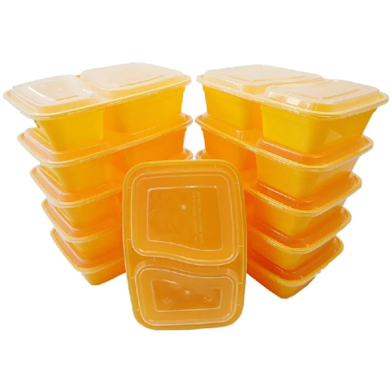 Table To Go 50-Pack Bento Lunch Boxes with Lids (2 Compartment/ 32 oz) , Freezer Safe Meal Prep Containers , (Yellow) - Yellow Table To Go 50-Pack Bento Lunch Boxes with Lids (2 Compartment/ 32 oz) , Freezer Safe Meal Prep Containers , (Yellow) - Yellow