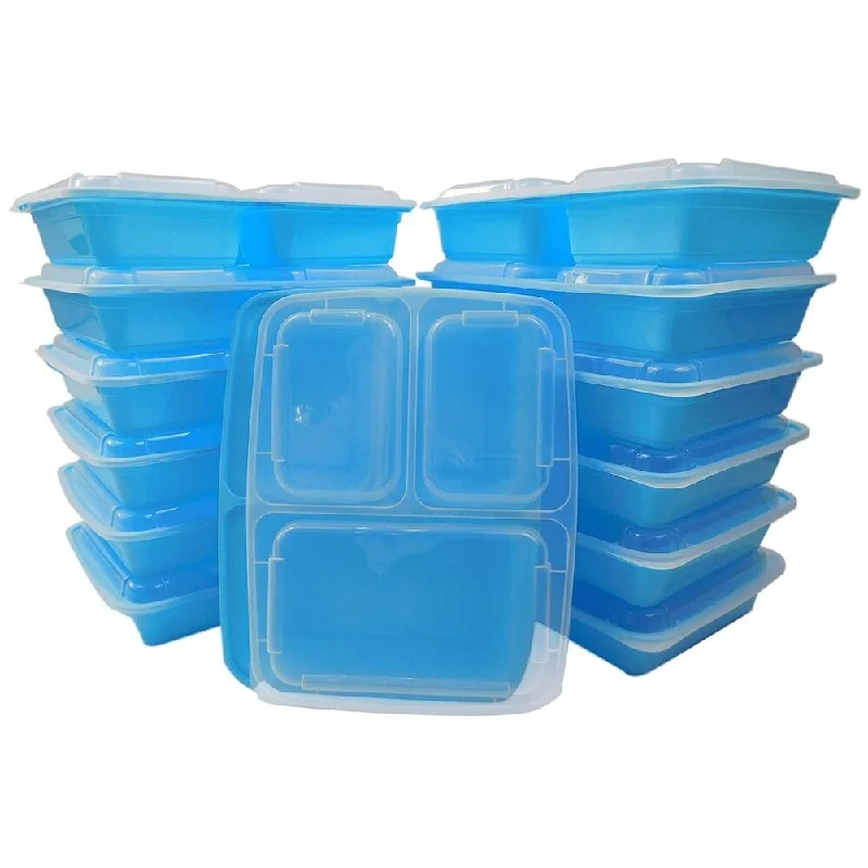 Table To Go 50-Pack Bento Lunch Boxes with Lids (3 Compartment/ 36 oz) , Freezer Safe Meal Prep Containers , (Blue) - Blue Table To Go 50-Pack Bento Lunch Boxes with Lids (3 Compartment/ 36 oz) , Freezer Safe Meal Prep Containers , (Blue) - Blue