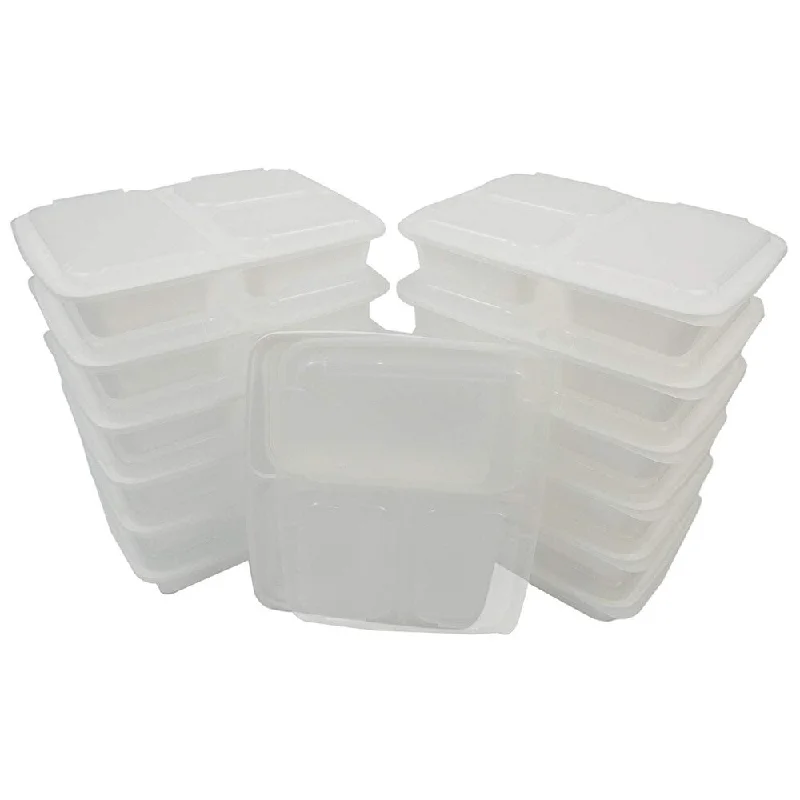 Table To Go 50-Pack Bento Lunch Boxes with Lids (3 Compartment/ 36 oz) , Freezer Safe Meal Prep Containers , (White) - White Table To Go 50-Pack Bento Lunch Boxes with Lids (3 Compartment/ 36 oz) , Freezer Safe Meal Prep Containers , (White) - White