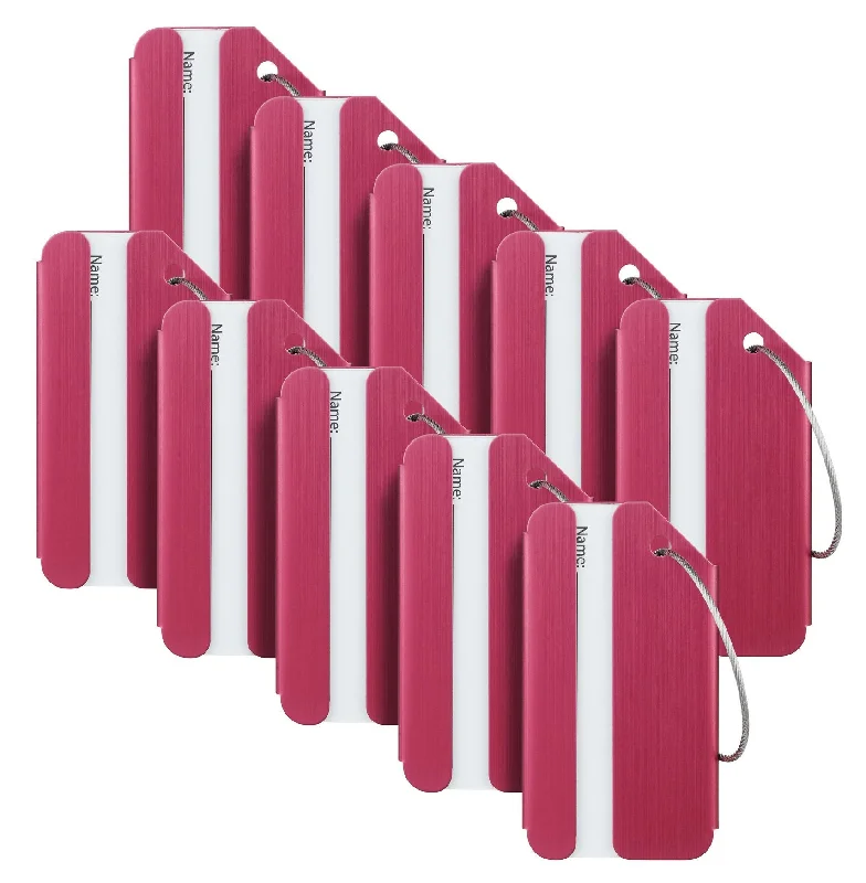Travelambo Luggage Tags & Bag Tags Stainless Steel Aluminum Various Colors (wine red 10 pcs set) Travelambo Luggage Tags & Bag Tags Stainless Steel Aluminum Various Colors (wine red 10 pcs set)