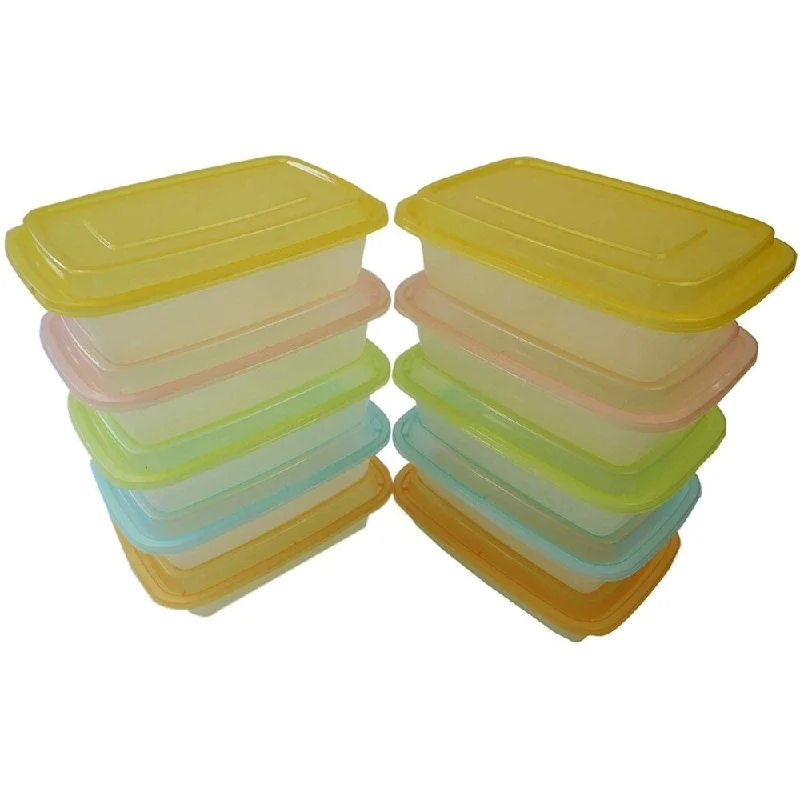 TTG 20-Pack Bento Lunch Boxes with Lids (1 Compartment/ 34 oz) , Freezer Safe Meal Prep Container , (Multicolor Lids) - Multi