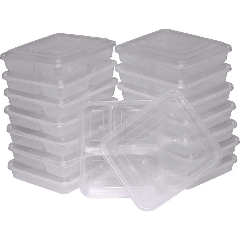 TTG 20-Pack Bento Lunch Boxes with Lids (3 Compartment/ 32 oz) , Freezer Safe Meal Prep Container , (Opaque White) - White TTG 20-Pack Bento Lunch Boxes with Lids (3 Compartment/ 32 oz) , Freezer Safe Meal Prep Container , (Opaque White) - White