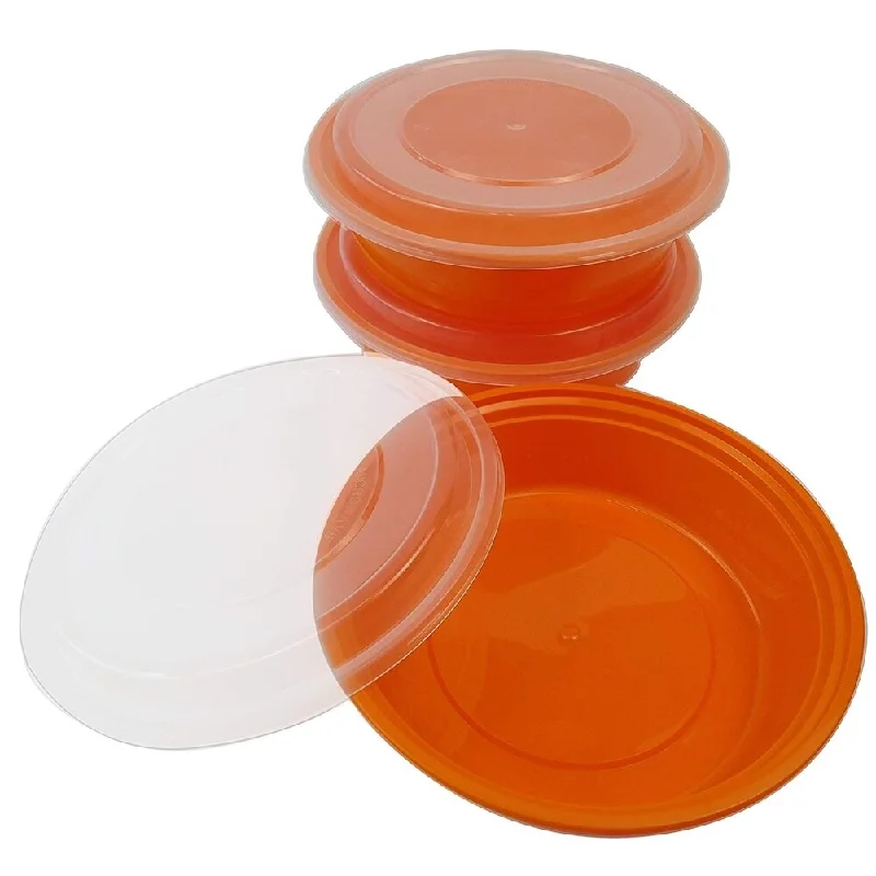 TTG 20-Pack Round Bento Lunch Boxes with Lids (1 Compartment/ 24 oz) , Freezer Safe Meal Prep Containers , (Orange) - Orange