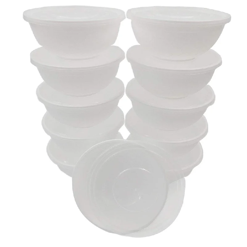 TTG 20-Pack Storage Noodle Bowls with Lids (1 Compartment/ 35 oz) , Freezer Safe Meal Prep Containers , (White) - White TTG 20-Pack Storage Noodle Bowls with Lids (1 Compartment/ 35 oz) , Freezer Safe Meal Prep Containers , (White) - White