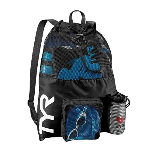 Portable shoe bags to keep footwear separate in suitcasesTYR Big Mesh Mummy Backpack For Wet Swimming, Gym, and Workout Gear Black, One Size