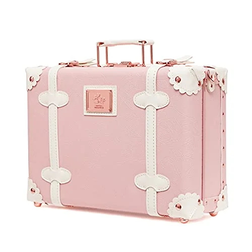 urecity Vintage and Cute Small Suitcase Made with PU Leather and PP - Women and Men Handbag (16", Princess Pink) urecity Vintage and Cute Small Suitcase Made with PU Leather and PP - Women and Men Handbag (16", Princess Pink)