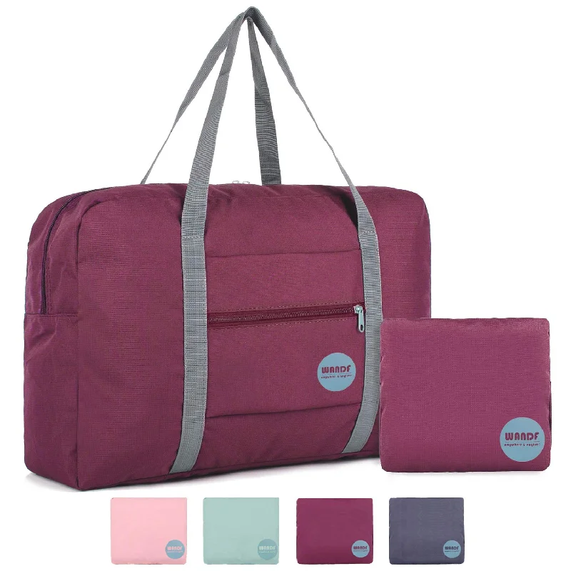 WANDF Foldable Travel Duffel Bag Luggage Sports Gym Water Resistant Nylon (Wine Red) WANDF Foldable Travel Duffel Bag Luggage Sports Gym Water Resistant Nylon (Wine Red)