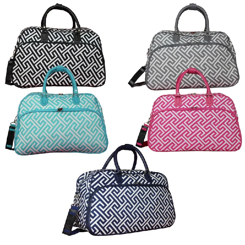 World Traveler Greek Key 21-Inch Carry-On Shoulder Tote Duffle Bag