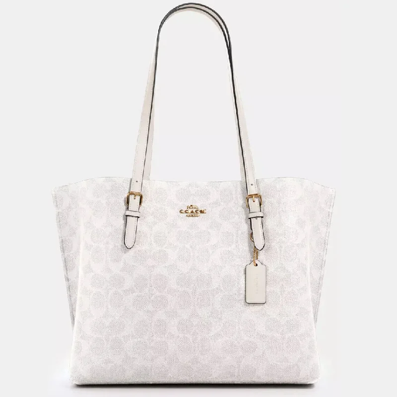 Faux Fur - Trimmed Tote Bag in White for a Cozy Winter LookC.O.A.C.H Mollie TOTE BAG