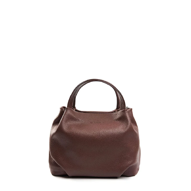 Small Vegan Leather Tote Bag in Blush Pink with Gold - Tone Hardware for a Feminine and Stylish AccessoryDARK BROWN SOFT BAG