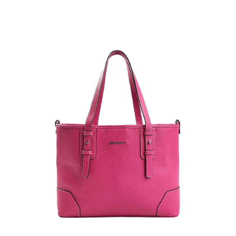 Faux Fur - Trimmed Tote Bag in White for a Cozy Winter LookFUCSIA MIDI TOTE BAG