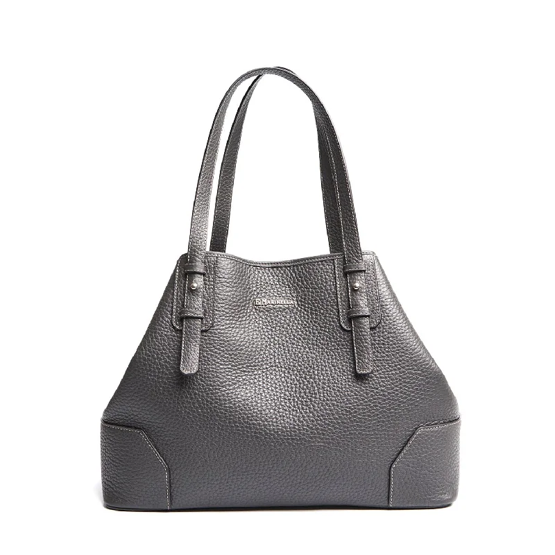 Faux Fur - Trimmed Tote Bag in White for a Cozy Winter LookDARK GREY TOTE BAG
