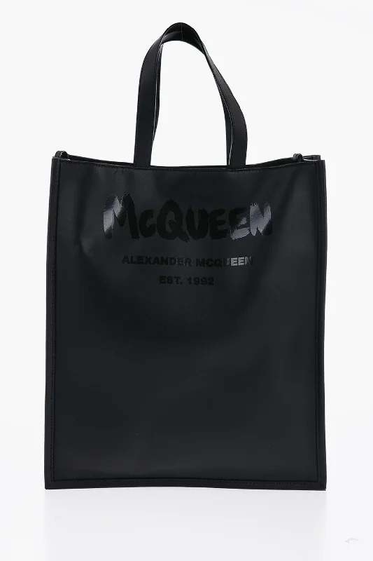 Faux Fur - Trimmed Tote Bag in White for a Cozy Winter LookAlexander Mcqueen Logoed Leather Tote Bag With Shoulder Strap Faux Fur - Trimmed Tote Bag in White for a Cozy Winter LookAlexander Mcqueen Logoed Leather Tote Bag With Shoulder Strap