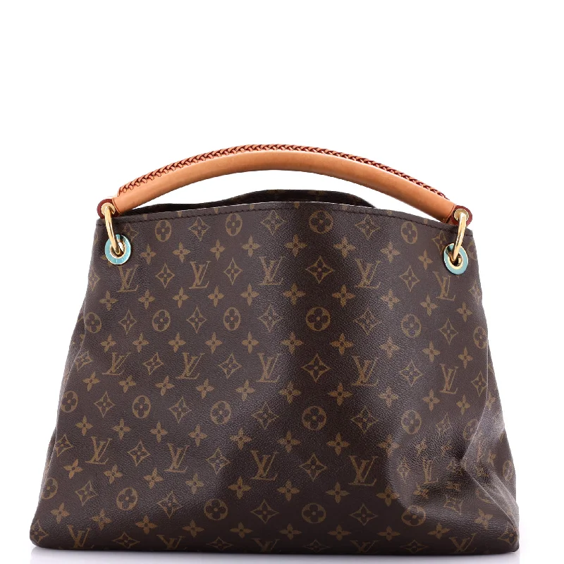 Women's Large Leather Shoulder Bag in Brown with Multiple Compartments for WorkArtsy Handbag Monogram Canvas GM Women's Large Leather Shoulder Bag in Brown with Multiple Compartments for WorkArtsy Handbag Monogram Canvas GM