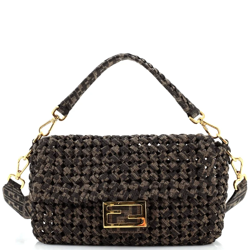 Printed Silk Shoulder Bag in Red for a Pop of ColorBaguette NM Bag Woven Zucca Canvas Medium