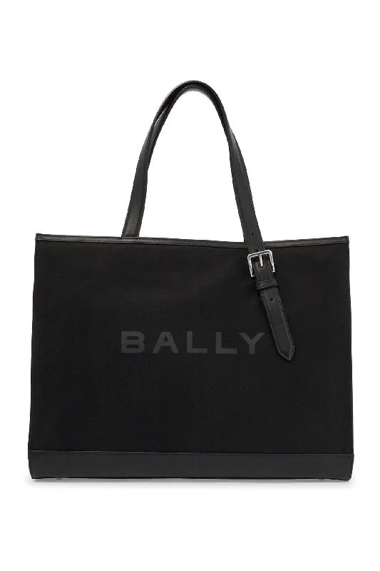 Women's Tote Bag with Detachable Pouch in Purple for Added ConvenienceBally East/west Nylon And Leather Tote Bag