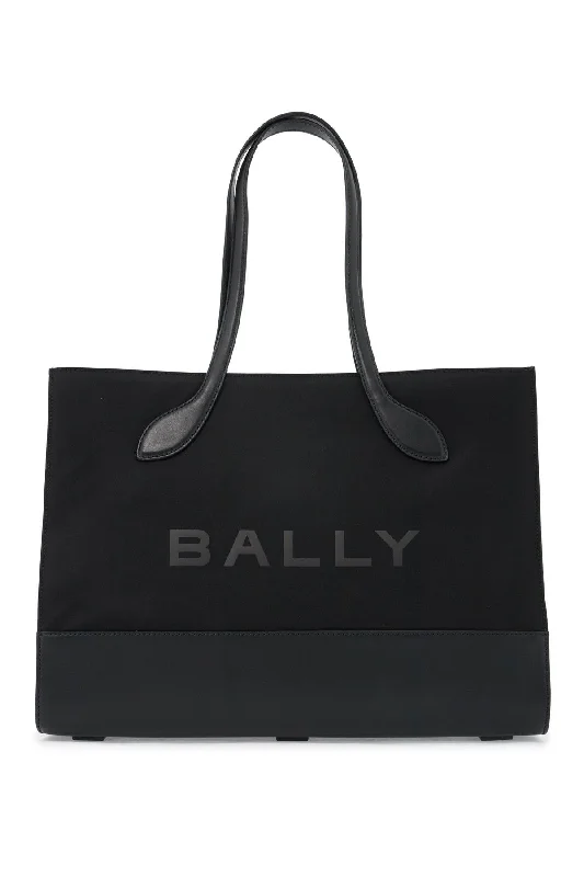 Monogrammed Tote Bag in Brown Leather with Personalized Initials for a Custom and Elegant TouchBally East/west Nylon And Leather Tote Bag