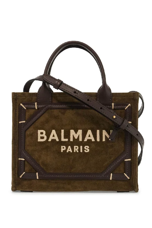 Faux Fur - Trimmed Tote Bag in White for a Cozy Winter LookBalmain Suede B-Army Tote Bag Faux Fur - Trimmed Tote Bag in White for a Cozy Winter LookBalmain Suede B-Army Tote Bag