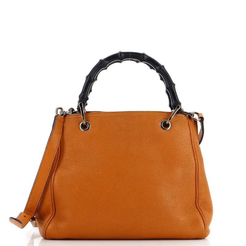 Metallic Tote Bag in Rose Gold with Chain Handles for a Glamorous Night OutBamboo Shopper Tote Leather Small
