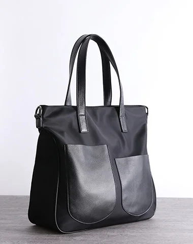 Black Womens Nylon Leather Shopper Tote Womens Nylon Shoulder Tote Black Nylon Handbag Purse for Ladies Black Womens Nylon Leather Shopper Tote Womens Nylon Shoulder Tote Black Nylon Handbag Purse for Ladies