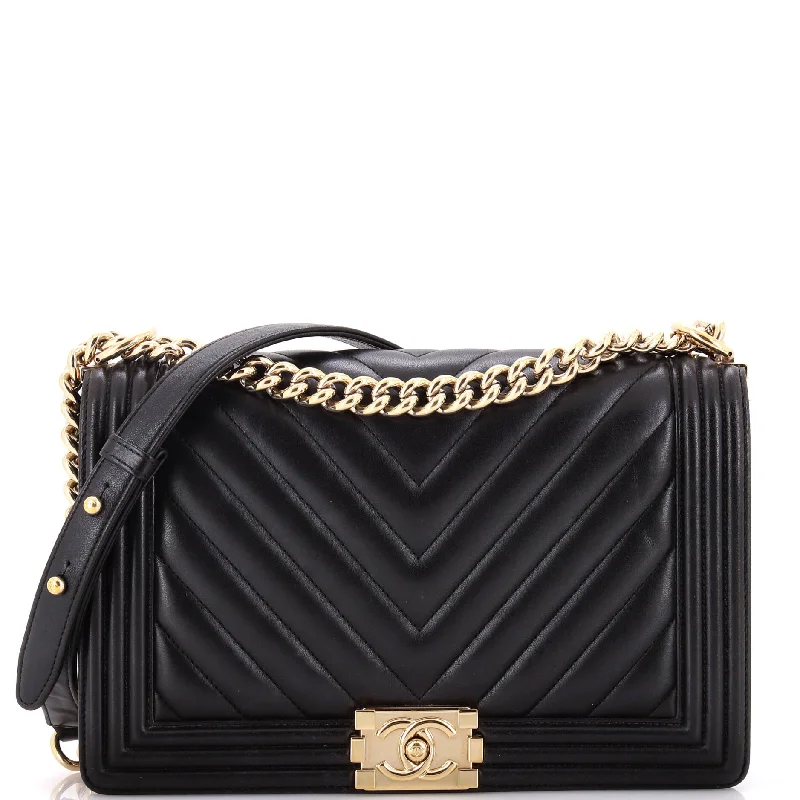 Metallic Shoulder Bag in Gold for Special OccasionsBoy Flap Bag Chevron Lambskin New Medium Metallic Shoulder Bag in Gold for Special OccasionsBoy Flap Bag Chevron Lambskin New Medium