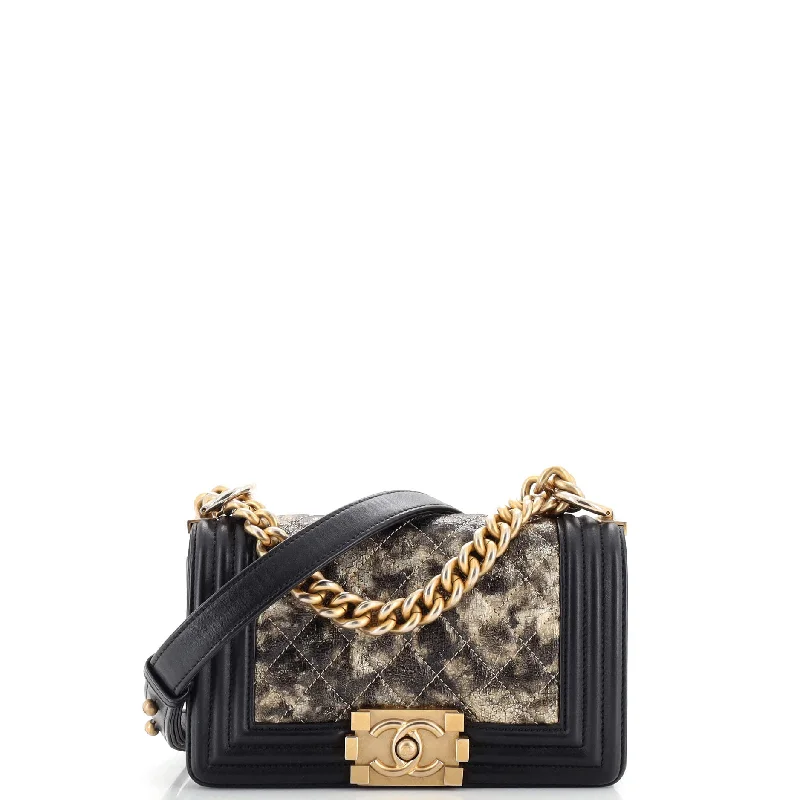 Boy Flap Bag Quilted Metallic Crumpled Goatskin Small