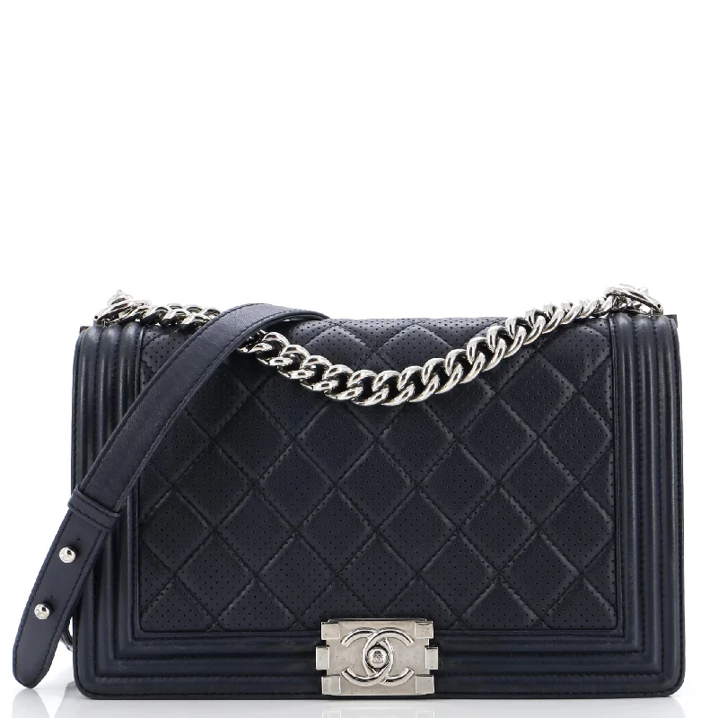 Crossbody Shoulder Bag in Black Leather with Gold Hardware for Night OutsBoy Flap Bag Quilted Perforated Lambskin Old Medium Crossbody Shoulder Bag in Black Leather with Gold Hardware for Night OutsBoy Flap Bag Quilted Perforated Lambskin Old Medium