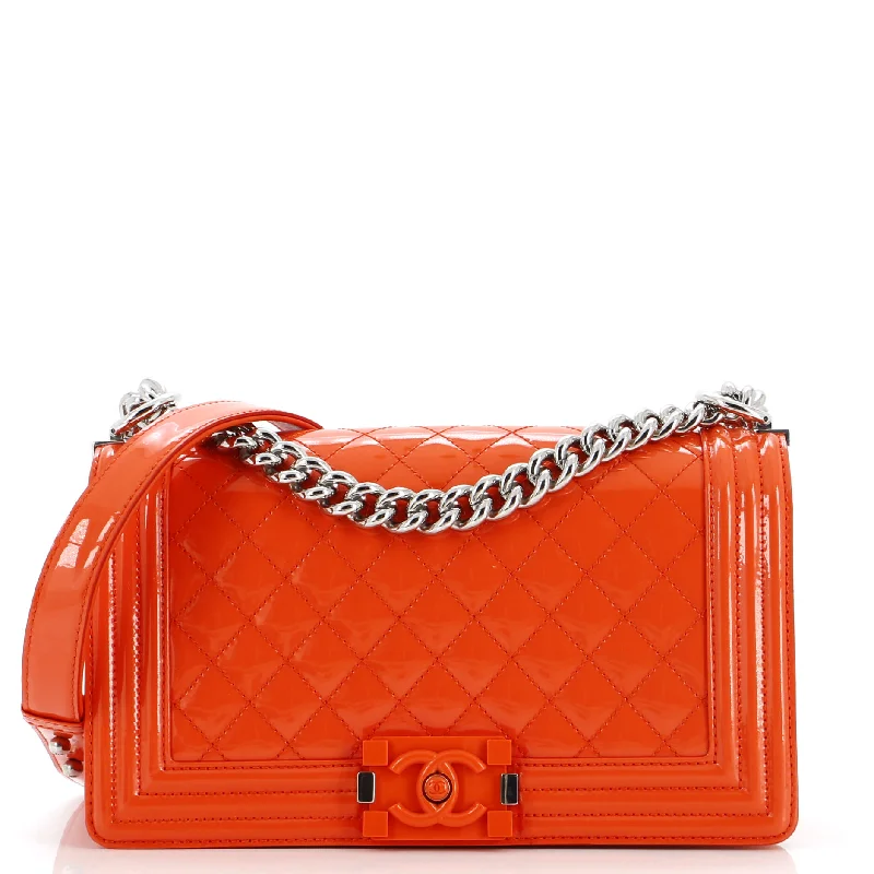 Boy Flap Bag Quilted Plexiglass Patent Old Medium