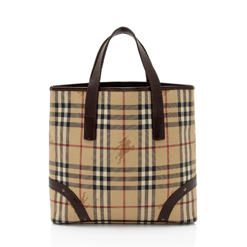 Women's Tote Bag with Detachable Pouch in Purple for Added ConvenienceBurberry Haymarket Check Medium Tote