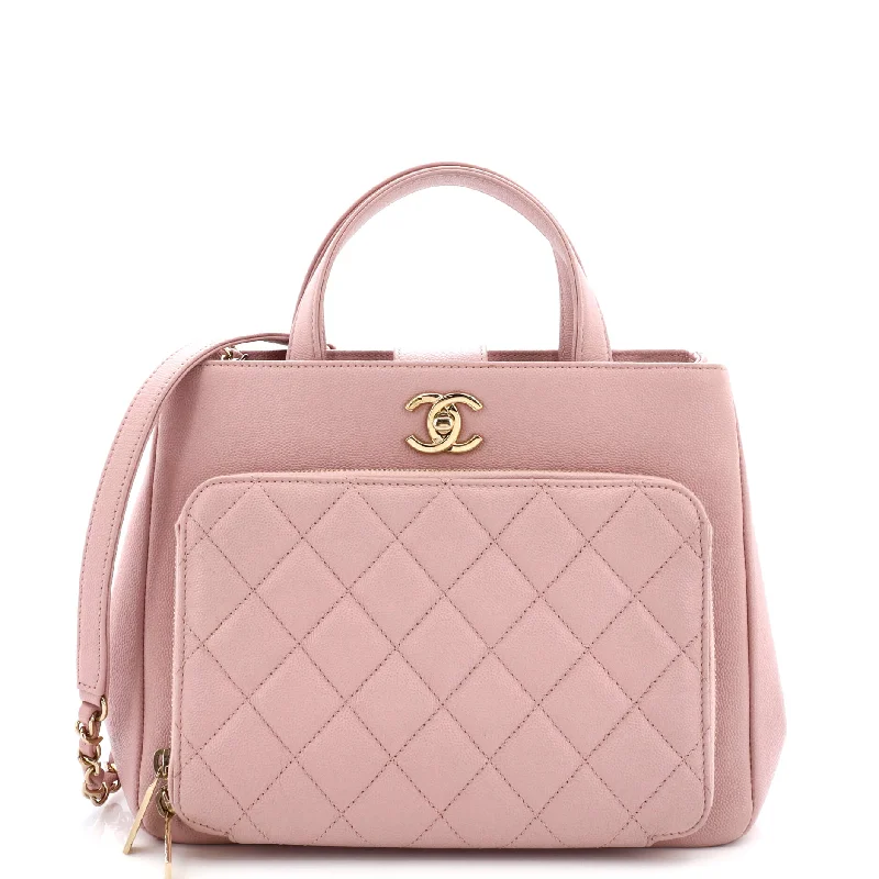 Small Vegan Leather Tote Bag in Blush Pink with Gold - Tone Hardware for a Feminine and Stylish AccessoryBusiness Affinity Tote Quilted Caviar Small
