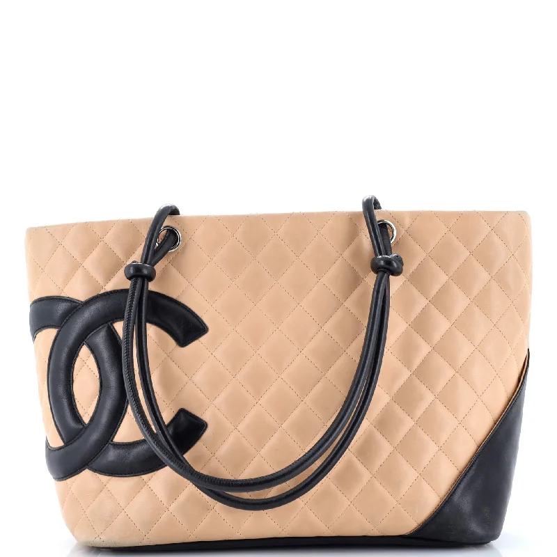 Tote Bag with RFID - Blocking Pocket in Black for Protecting Your Cards and InformationCambon Tote Quilted Leather Large Tote Bag with RFID - Blocking Pocket in Black for Protecting Your Cards and InformationCambon Tote Quilted Leather Large