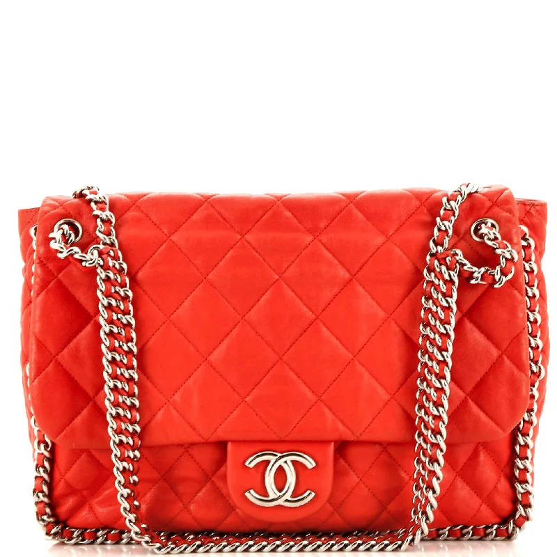Chain Around Flap Bag Quilted Leather Maxi