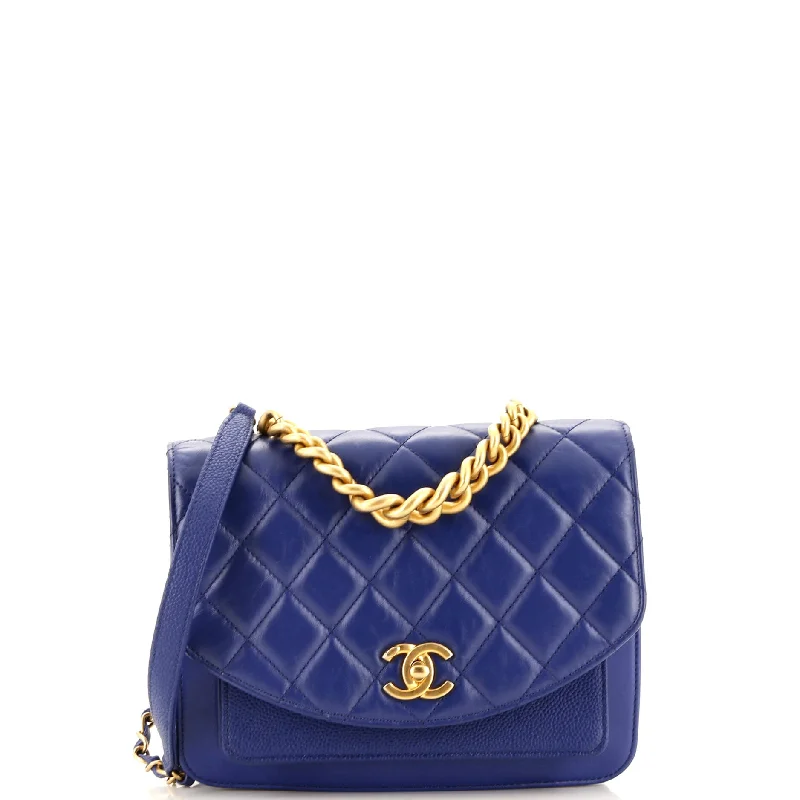 Women's Shoulder Bag with Faux Fur Strap in White for Winter StyleChain Handle Flap Bag Quilted Calfskin with Caviar Small Women's Shoulder Bag with Faux Fur Strap in White for Winter StyleChain Handle Flap Bag Quilted Calfskin with Caviar Small