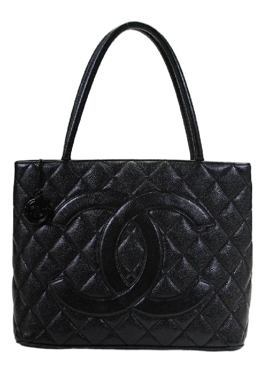 Tote Bag with Adjustable Shoulder Strap in Olive Green for Comfortable CarryingChanel Womens Black Caviar Leather Quilted Medallion Tote Bag Handbag Tote Bag with Adjustable Shoulder Strap in Olive Green for Comfortable CarryingChanel Womens Black Caviar Leather Quilted Medallion Tote Bag Handbag