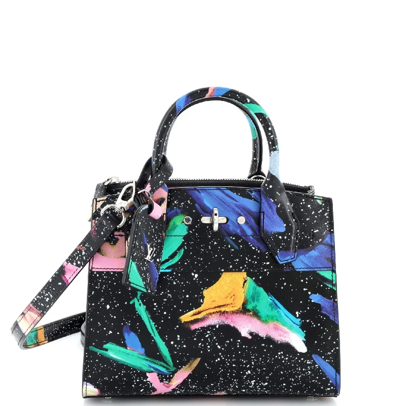 Women's Canvas Shoulder Bag in Navy with Striped Pattern for Beach TripsCity Steamer Handbag Limited Edition Splash Leather Mini Women's Canvas Shoulder Bag in Navy with Striped Pattern for Beach TripsCity Steamer Handbag Limited Edition Splash Leather Mini
