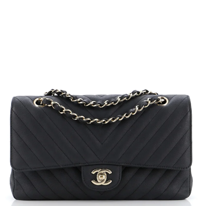 Women's Canvas Shoulder Bag in Navy with Striped Pattern for Beach TripsClassic Double Flap Bag Chevron Caviar Medium Women's Canvas Shoulder Bag in Navy with Striped Pattern for Beach TripsClassic Double Flap Bag Chevron Caviar Medium