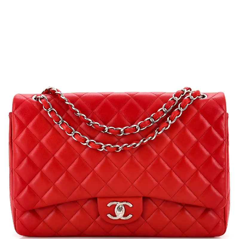 Printed Silk Shoulder Bag in Red for a Pop of ColorClassic Double Flap Bag Quilted Lambskin Maxi