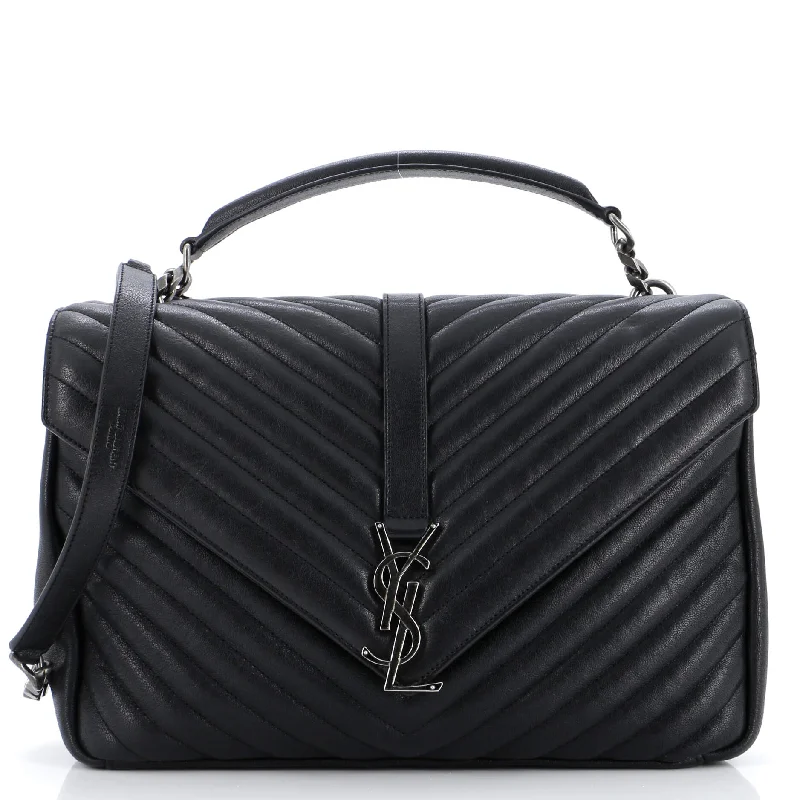 Vegan Leather Shoulder Bag in Gray for Ethical Fashion LoversClassic Monogram College Bag Matelasse Chevron Leather Large Vegan Leather Shoulder Bag in Gray for Ethical Fashion LoversClassic Monogram College Bag Matelasse Chevron Leather Large