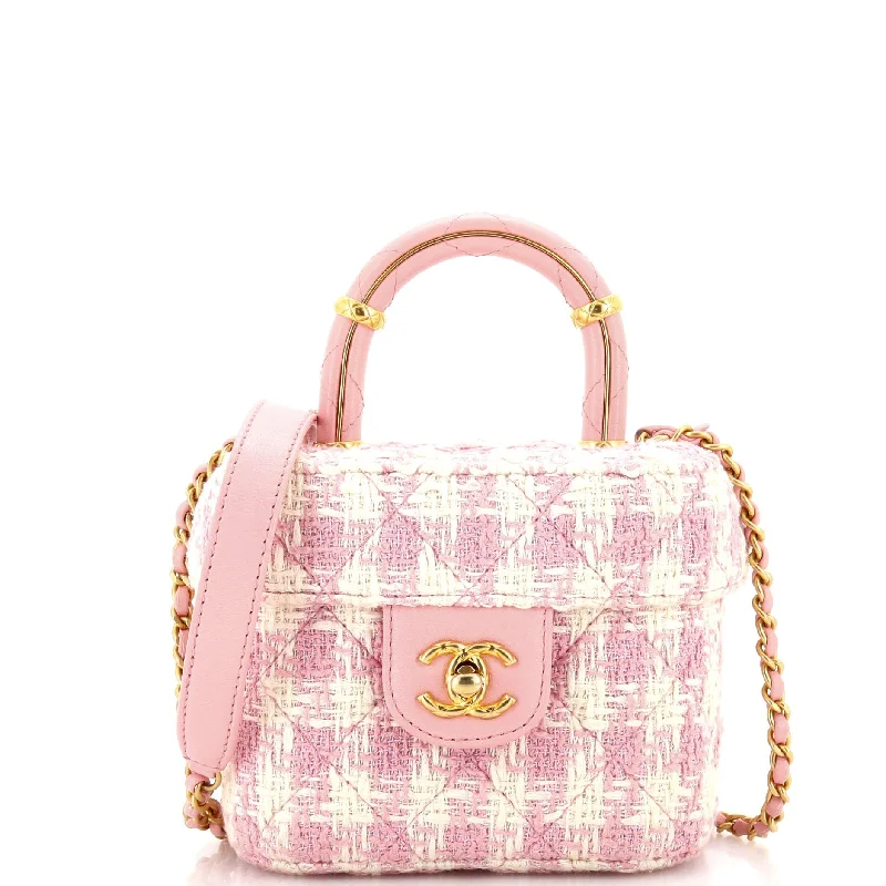 Suede Shoulder Bag in Pink with Tassel Accents for Casual OutingsCrush Top Handle Flap Bag Quilted Tweed Mini Suede Shoulder Bag in Pink with Tassel Accents for Casual OutingsCrush Top Handle Flap Bag Quilted Tweed Mini