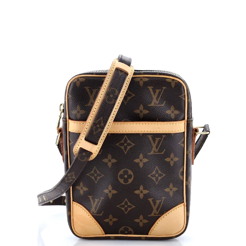 Women's Large Leather Shoulder Bag in Brown with Multiple Compartments for WorkDanube Handbag Monogram Canvas Women's Large Leather Shoulder Bag in Brown with Multiple Compartments for WorkDanube Handbag Monogram Canvas