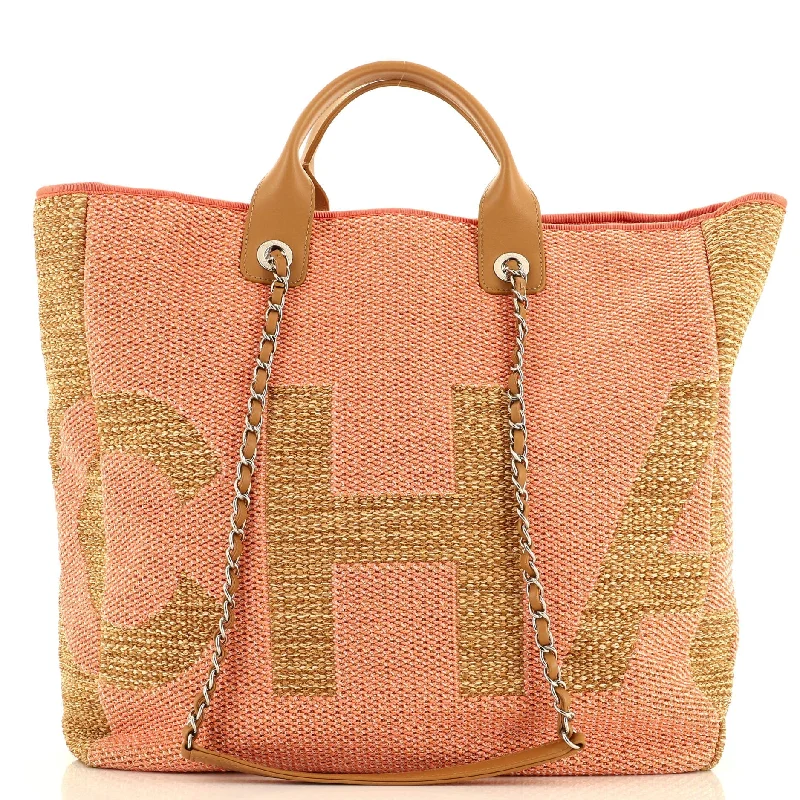 Deauville Logo Shopping Tote Printed Mixed Fibers Large