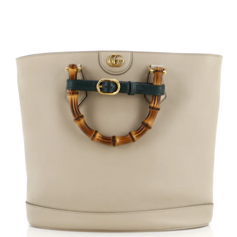 Diana Bamboo Handle Round Tote Leather Medium