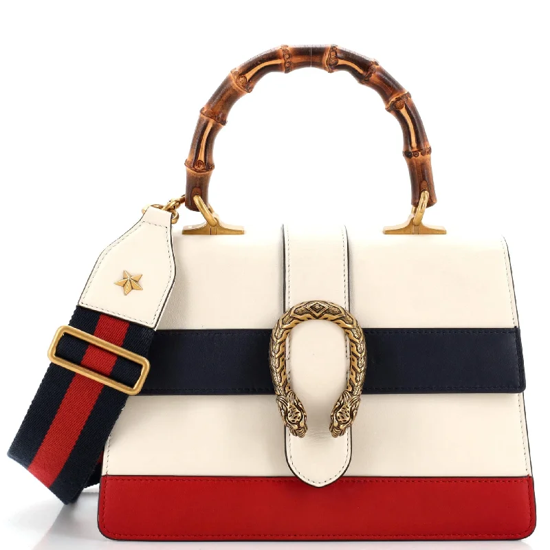 Women's Shoulder Bag with Zippered Pockets in Orange for SafetyDionysus Bamboo Top Handle Bag Colorblock Leather Medium