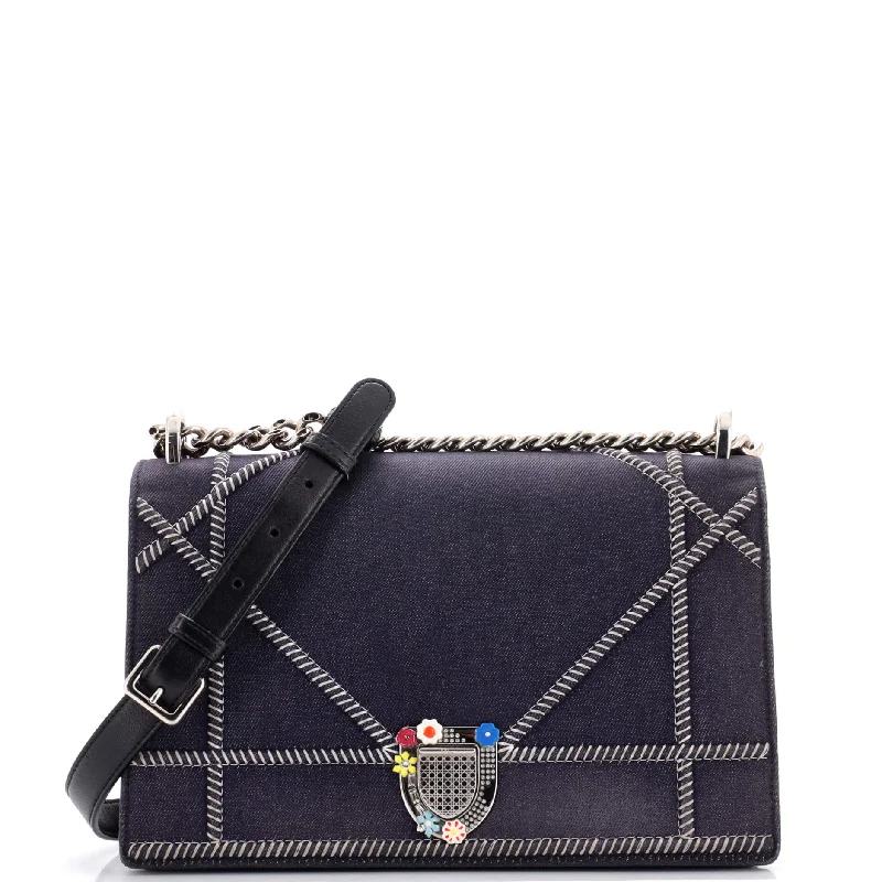 Diorama Flap Bag Stitched Denim Medium