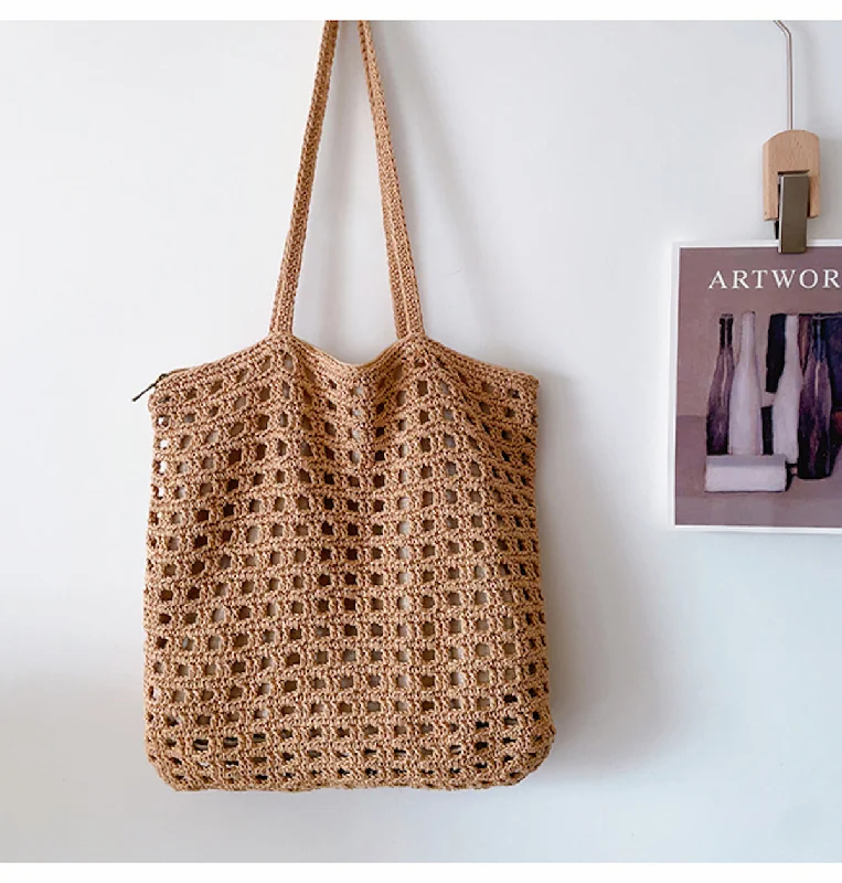 Geometric - Printed Tote Bag in Multicolor for a Contemporary and Trendy OutfitElena Handbags Handmade Crochet Retro Tote Shoulder Bag Geometric - Printed Tote Bag in Multicolor for a Contemporary and Trendy OutfitElena Handbags Handmade Crochet Retro Tote Shoulder Bag