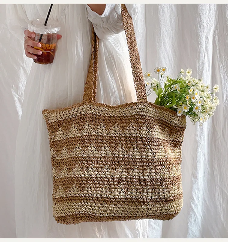 Tote Bag with RFID - Blocking Pocket in Black for Protecting Your Cards and InformationElena Handbags Patterned Straw Woven Tote Shoulder Bag Tote Bag with RFID - Blocking Pocket in Black for Protecting Your Cards and InformationElena Handbags Patterned Straw Woven Tote Shoulder Bag