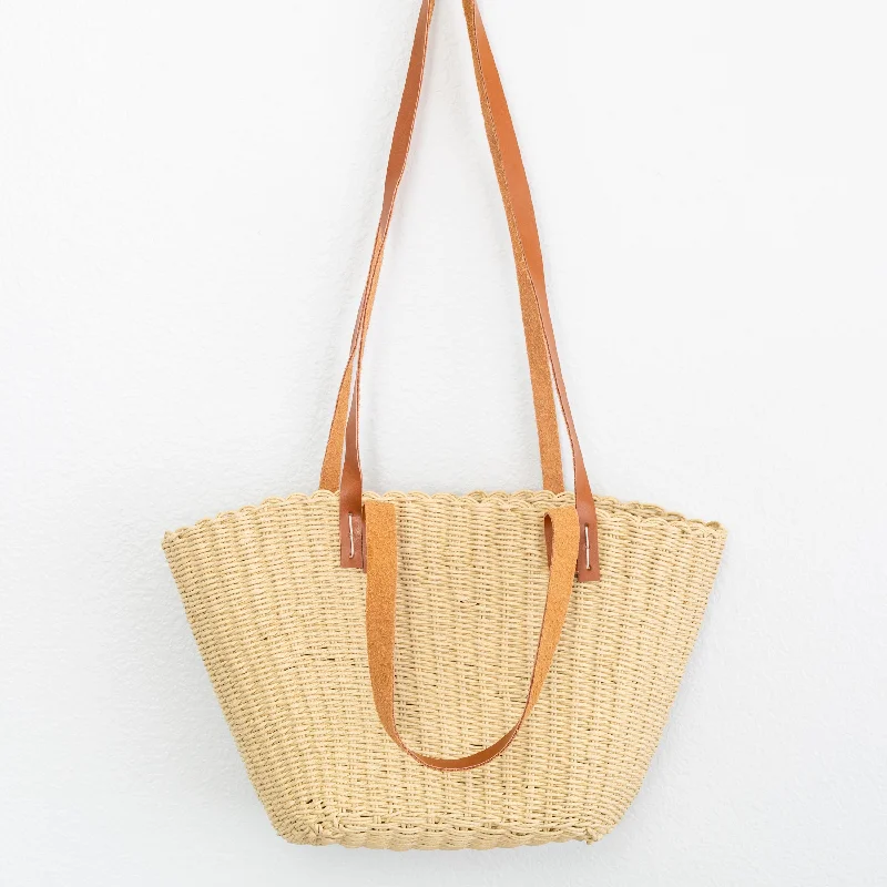 Medium - Sized Canvas Tote Bag in Navy Blue with Striped Pattern for a Nautical - Inspired LookElena Handbags Straw Shell Basket Summer Tote