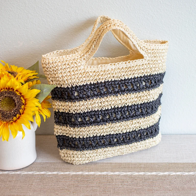 Waterproof Tote Bag in Yellow for Outdoor Activities in Wet WeatherElena Handbags Straw Woven Striped Summer Tote Waterproof Tote Bag in Yellow for Outdoor Activities in Wet WeatherElena Handbags Straw Woven Striped Summer Tote