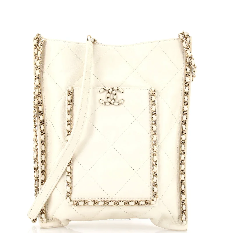 Flat Shopping Bag Quilted Calfskin Small
